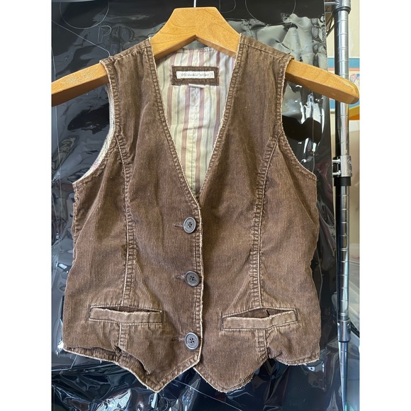 abercrombie kids Jackets & Blazers - Abercrombie Corduroy Vest Women's Size S Brown Button Up Pockets Lined